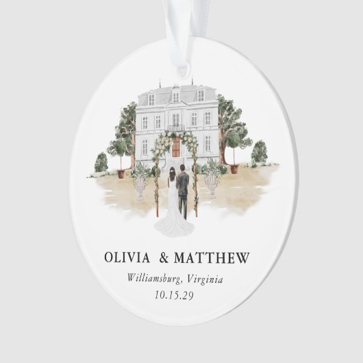 Elegante Country Manor bruiloft foto Keepsake Ornament (voorkant)