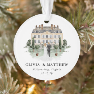 Elegante Country Manor bruiloft foto Keepsake Ornament