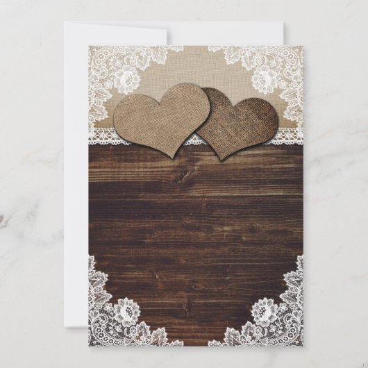 Elegante Country Two Hearts Bloemen Lace Wedding Save The Date (Achterkant)