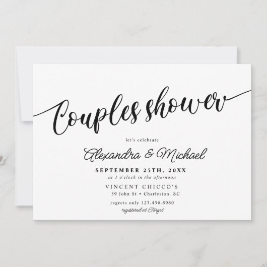 Elegante Couples Bruiloft Kaart (Voorkant)