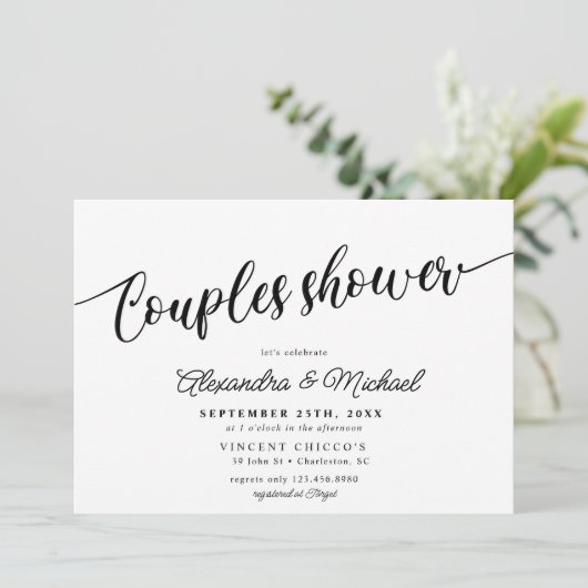 Elegante Couples Shower Kaart (Staand voorkant)