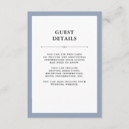 Elegante Couture | Dusty Blue Gastgegevens Informatiekaartje