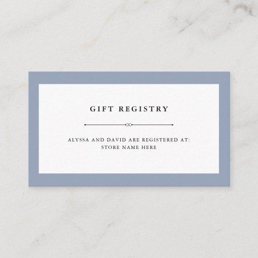 Elegante Couture | Dusty Blue Gift Registry Insert Informatiekaartje (Voorkant)