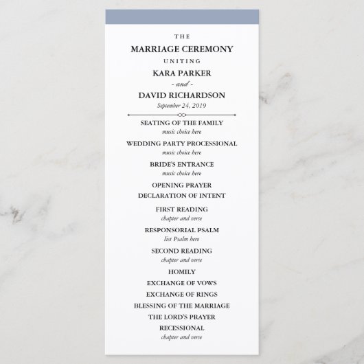 Elegante Couture | Dusty Blue Wedding-programma Programmakaart (Voorkant)