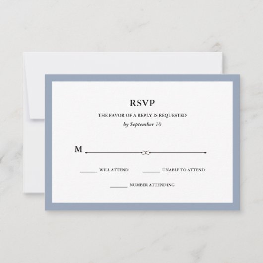 Elegante Couture | Dusty Blue Wedding RSVP (Voorkant)