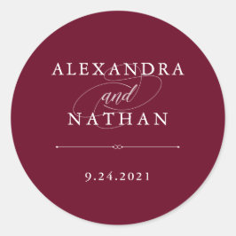 Elegante Couture | Marsala Wedding Ronde Sticker
