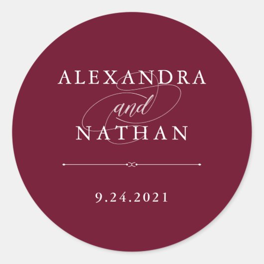 Elegante Couture | Marsala Wedding Ronde Sticker (Voorkant)