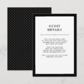 Elegante couture | Zwart-wit gastengegevens Informatiekaartje (Voorkant / Achterkant)