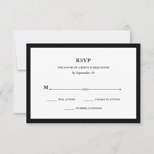 Elegante couture | Zwart-wit RSVP (Voorkant)