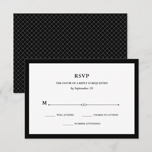 Elegante couture | Zwart-wit RSVP (Voorkant / Achterkant)