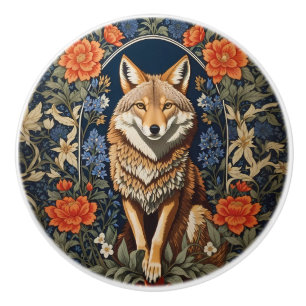 Elegante Coyote geïnspireerd door William Morris Keramische Knop