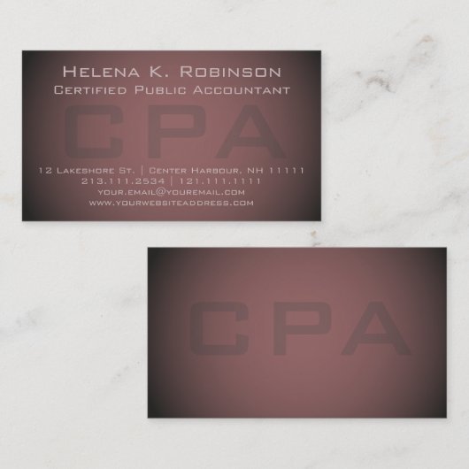 Elegante CPA gecertificeerde openbare accountant Visitekaartje (Voorkant / Achterkant)