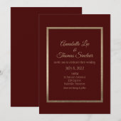 Elegante cranberry minimalistische trouwkaart kaart (Voorkant / Achterkant)