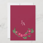 Elegante Cranberryrode Botanische Bruiloft Kaart (Achterkant)