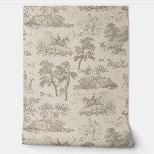 Elegante Cream Beige Horse Hunting Toile