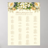 Elegante  Cream Bloemen Bruiloft Zitkaarten Poster (Voorkant)