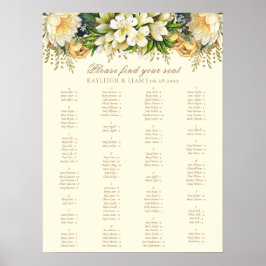 Elegante  Cream Bloemen Bruiloft Zitkaarten Poster