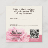 Elegante Cream Blush Roze Bloemen Make-up Studio Aanbevelingskaartje (Achterkant)