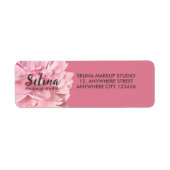 Elegante Cream Blush Roze Bloemen Make-up Studio Etiket (Voorkant)