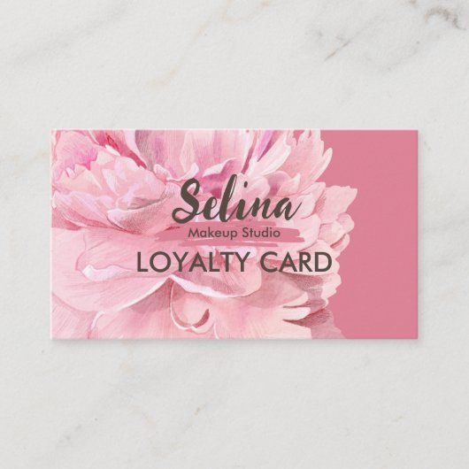 Elegante Cream Blush Roze Bloemen Make-up Studio Klantenkaartje (Voorkant)