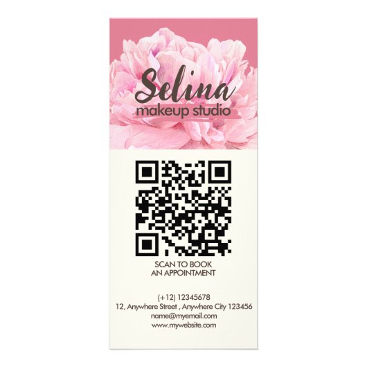 Elegante Cream Blush Roze Bloemen Make-up Studio Reclamekaart (Voorkant)