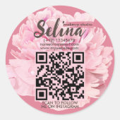 Elegante Cream Blush Roze Bloemen Make-up Studio Ronde Sticker (Voorkant)