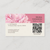 Elegante Cream Blush Roze Bloemen Make-up Studio Visitekaartje (Achterkant)