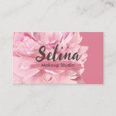 Elegante Cream Blush Roze Bloemen Make-up Studio Visitekaartje (Voorkant)