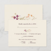 Elegante Cream Boho Wildflower Bruiloft RSVP Kaartje (Voorkant / Achterkant)