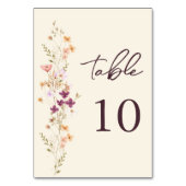 Elegante Cream Boho Wildflower Trouwtafel Nummer Kaart (Achterkant)