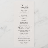 Elegante Cream Bruiloft Menu & Toasts (Achterkant)