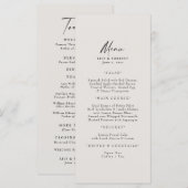 Elegante Cream Bruiloft Menu & Toasts (Voorkant / Achterkant)