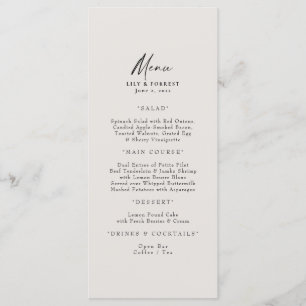Elegante Cream Bruiloft Menu & Toasts