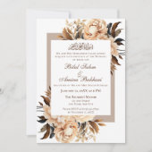 Elegante Cream en Tan Floral Islamitische bruiloft Kaart (Voorkant)