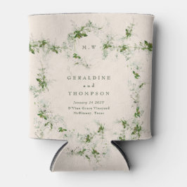 Elegante Cream Eucalyptus Monogram Bruiloftsgesche Blikjeskoeler