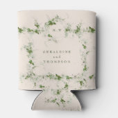 Elegante Cream Eucalyptus Monogram Bruiloftsgesche Blikjeskoeler (Achterkant)