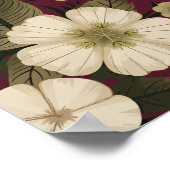Elegante Cream Flowers op Bourgogne achtergrond Poster (Hoek)