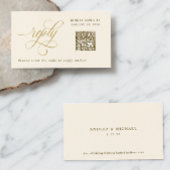 Elegante Cream Gold Kleine RSVP QR Code Bruiloft Informatiekaartje