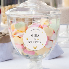 Elegante Cream Gouden Hart Bruiloft Ronde Sticker