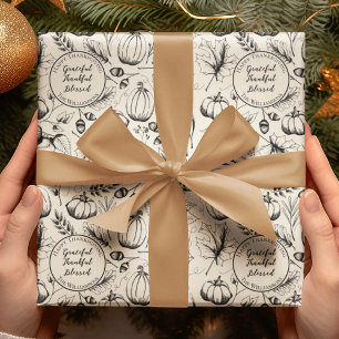 Elegante Cream Herfst Oogst Pompoenen Custom Cadeaupapier