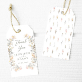 Elegante Cream Meadow Wildflower Bruiloft Dank u Cadeaulabel