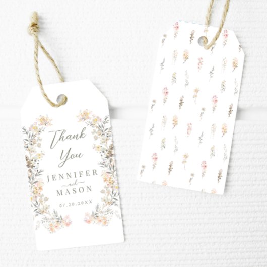 Elegante Cream Meadow Wildflower Bruiloft Dank u Cadeaulabel