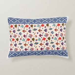Elegante Cream & Navy Red Pattern Accent Pillow Kussen