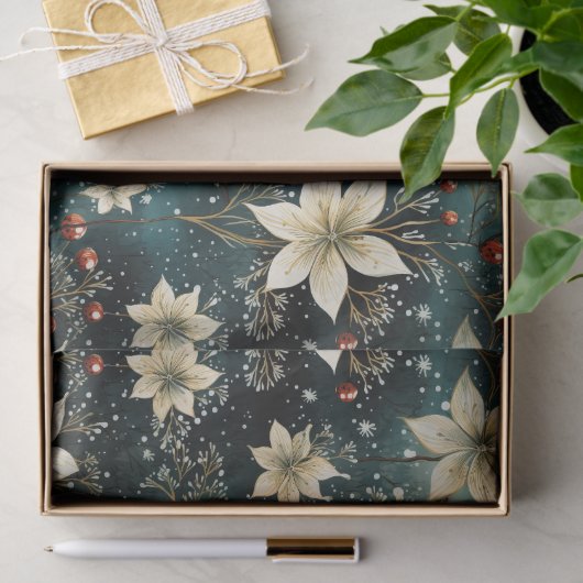 Elegante Cream Poinsettia Kerstmis Decoupage Tissuepapier (Geschenk)