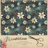 Elegante Cream Poinsettia Kerstmis Decoupage Tissuepapier