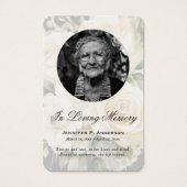 Elegante Cream Rozen Foto Memorial Prayer Kaarten Visitekaartje (Voorkant)