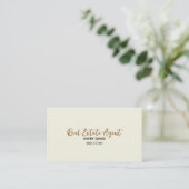 Elegante Cream & Script makelaar Visitekaartje (Staand voorkant)