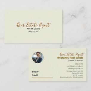 Elegante Cream & Script makelaar Visitekaartje