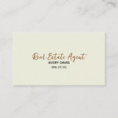 Elegante Cream & Script makelaar Visitekaartje (Voorkant)