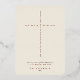 Elegante Cream Scripture Cross Folie Vakantie Kaar Folie Feestdagenkaart